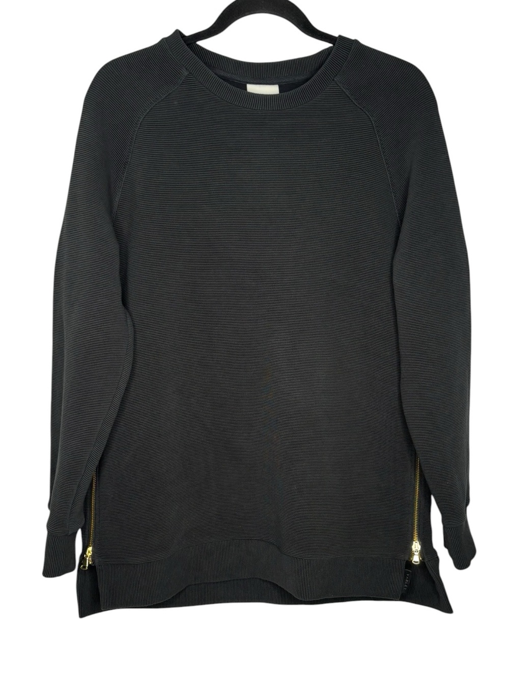 Varley Manning Women's Ribbed Crewneck Sweatshirt Charcaol Size Medium